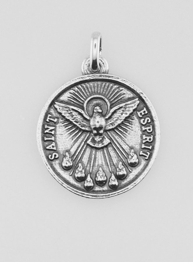 Medaglia Spirito Santo Placcata in Argento 925 - 18mm (pic 1)