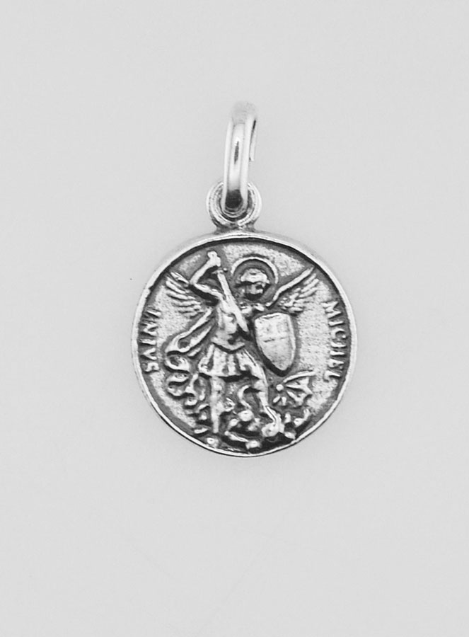Medaglia San Michele Placcata in Argento 925 - 12mm (pic 1)