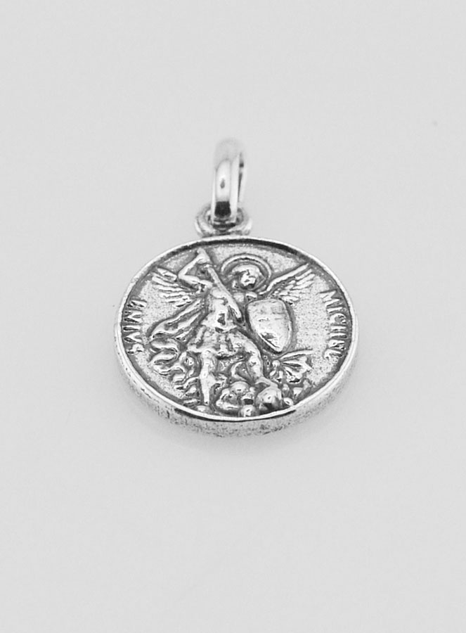 Medaglia San Michele Placcata in Argento 925 - 12mm (pic 2)