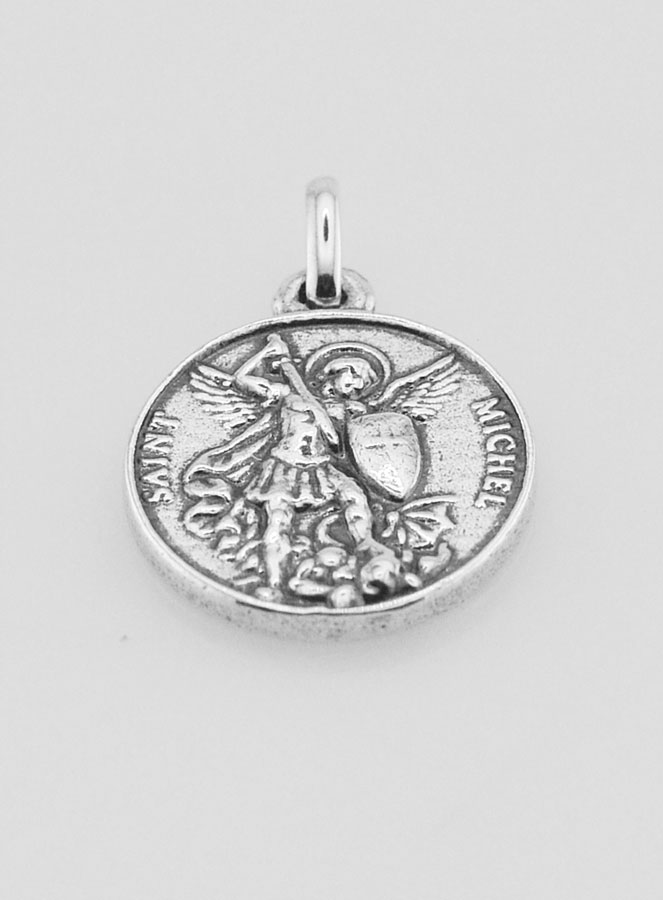 Medaglia San Michele Placcata in Argento 925 - 15mm (pic 2)