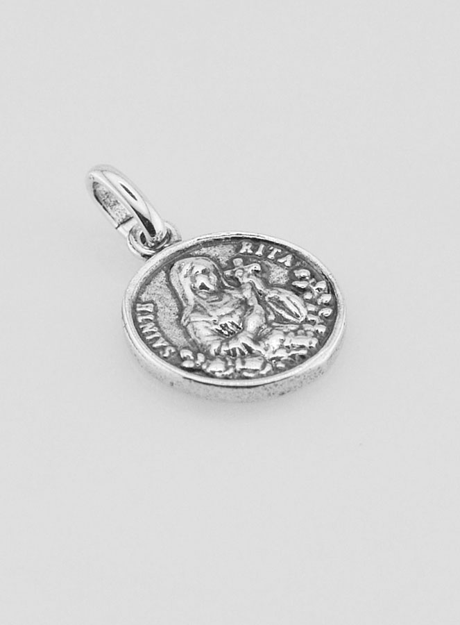 Medaglia Santa Rita Placcata in Argento 925 - 12mm (pic 3)