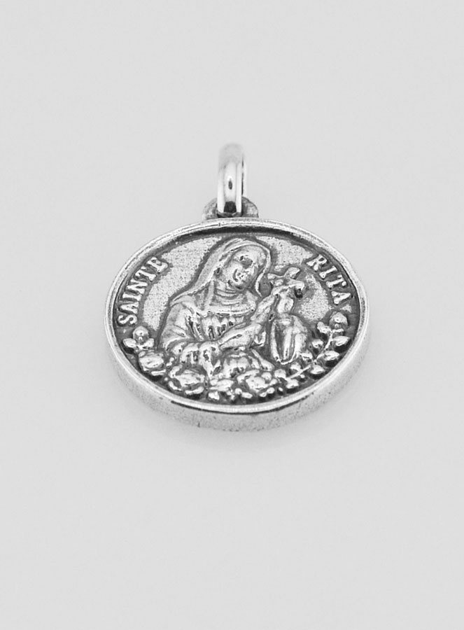 Medaglia Santa Rita Placcata in Argento 925 - 18mm (pic 2)