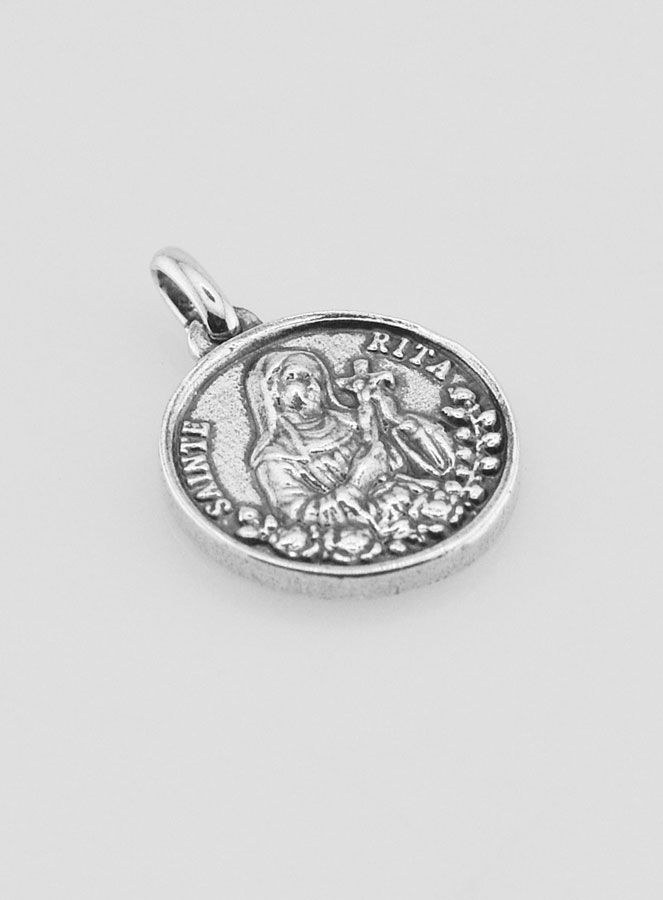 Medaglia Santa Rita Placcata in Argento 925 - 18mm (pic 3)