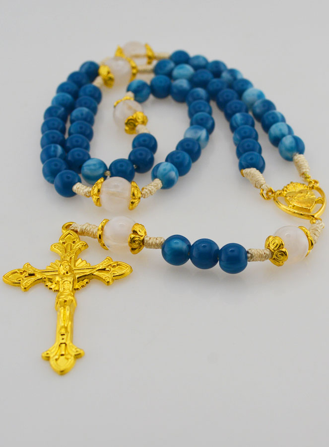 Rosario Ex Voto con Perle in Vetro - Blu (pic 2)