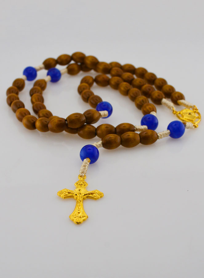 Rosario Ex Voto con Perle in Legno - Blu (pic 2)