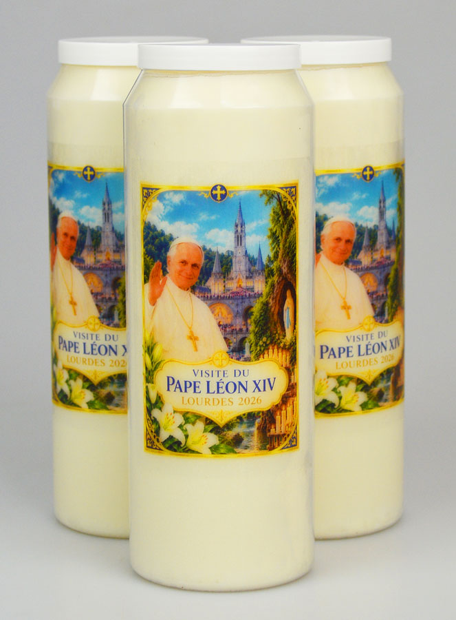Set di 3 Candele per Novena Papa Leone XIV a Lourdes (pic 1)