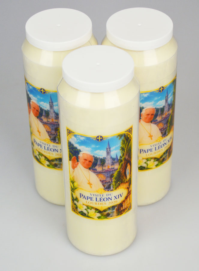 Set di 3 Candele per Novena Papa Leone XIV a Lourdes (pic 2)
