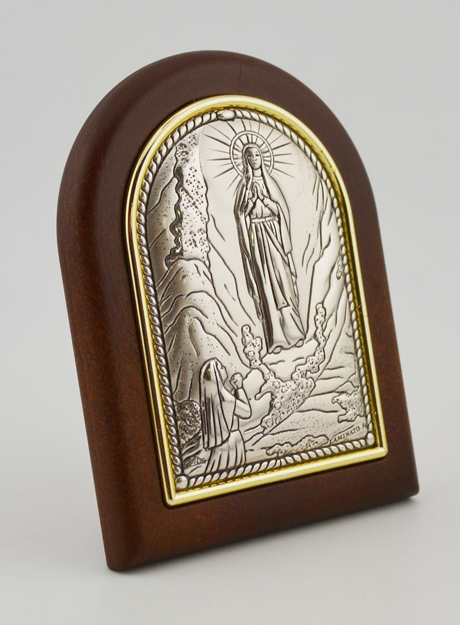 Icona Nostra Signora di Lourdes in Legno e Argento (pic 3)