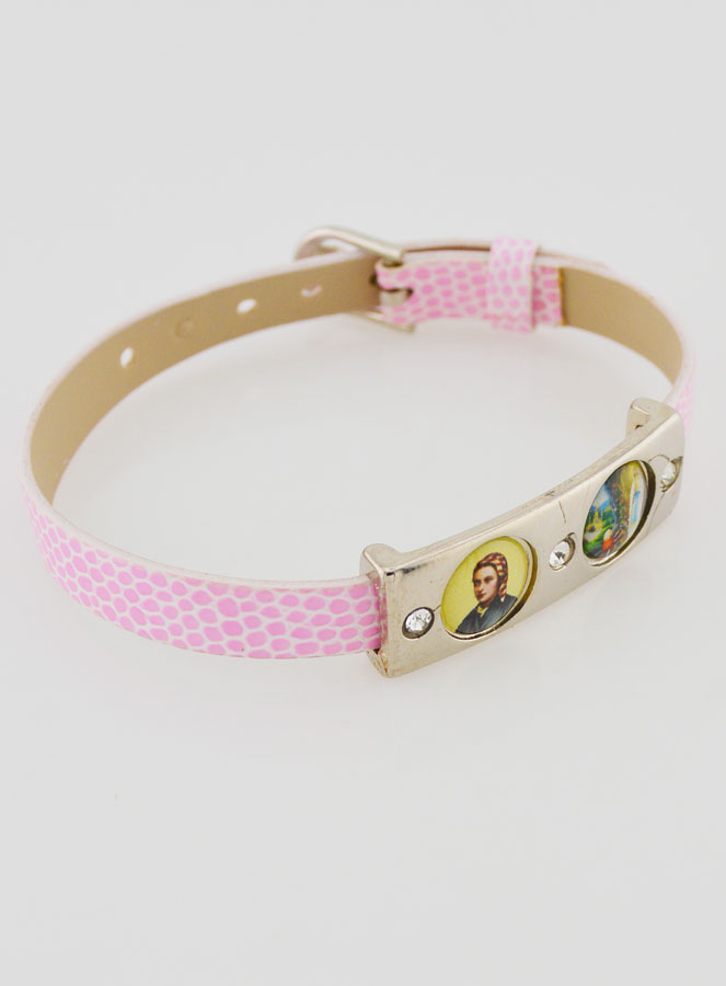 Bracciale dei Santi in Cuoio Rosa (pic 3)