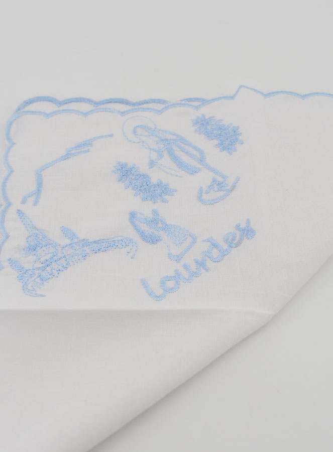 Fazzoletto Ricamato Souvenir di Lourdes Blu (pic 4)