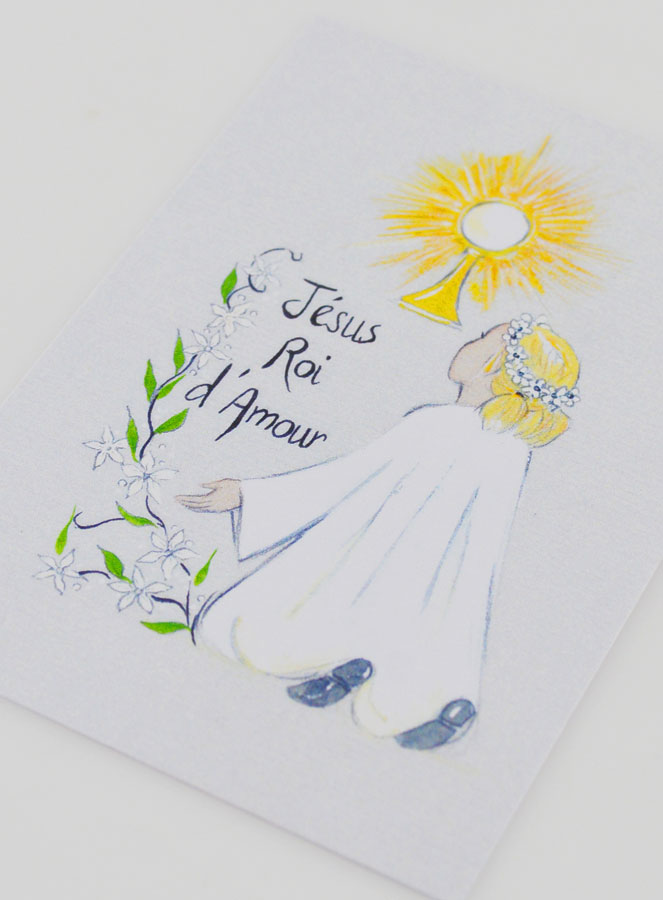 Cartolina di Comunione Femmina Comunicante Gesù Re d'Amore (pic 4)