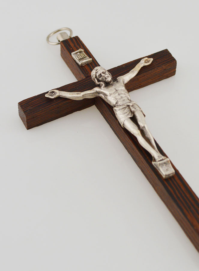 Crocifisso in Legno Cristo in Metallo Argentato (pic 3)