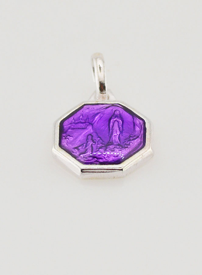 Medaglia Nostra Signora di Lourdes 11mm - Viola (pic 2)