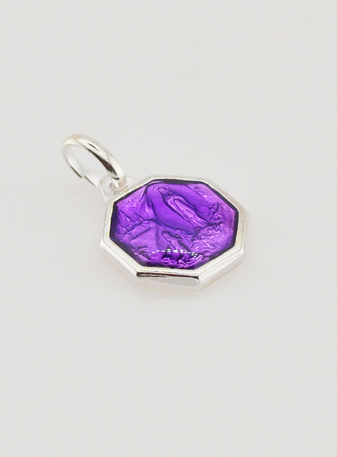 Medaglia Nostra Signora di Lourdes 11mm - Viola (pic 3)