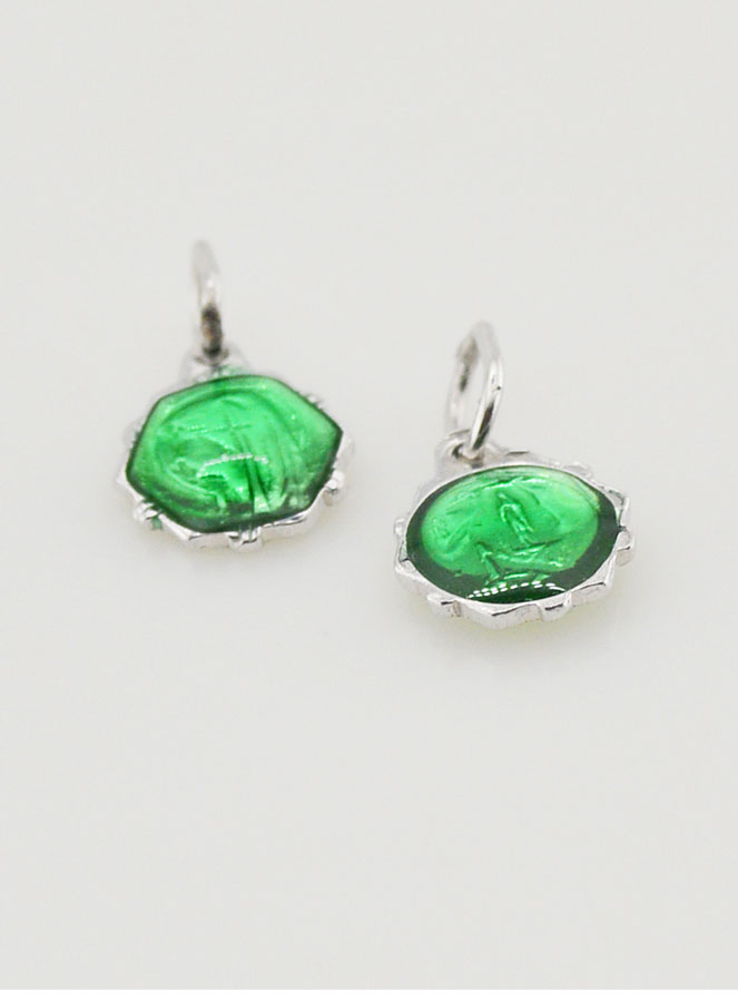 Medaglia Vergine Maria 8mm - Verde (pic 2)