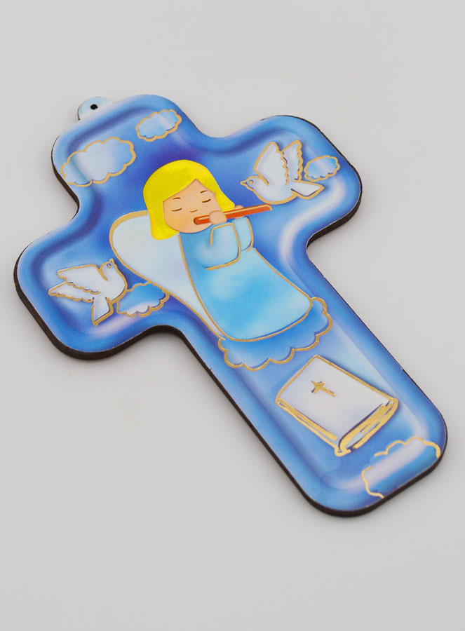 Croce in Legno Bambino - Angelo Custode Musicista (pic 3)