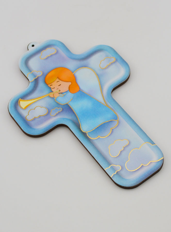 Croce in Legno Bambino - Angelo Custode con Tromba (pic 3)
