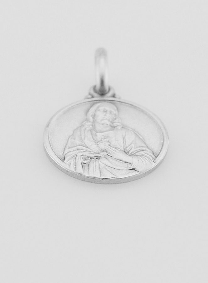 Medaglia Sacro Cuore di Gesù in Argento Puro - 14mm (pic 2)