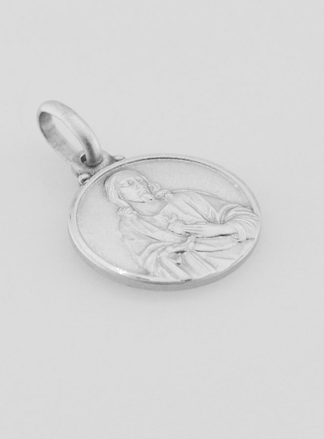Medaglia Sacro Cuore di Gesù in Argento Puro - 14mm (pic 3)