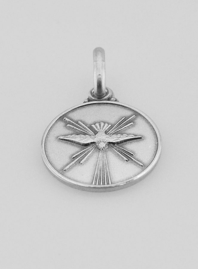 Medaglia Colomba dello Spirito Santo in Argento Puro - 14mm (pic 2)
