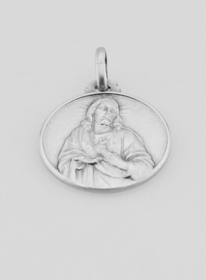 Medaglia Sacro Cuore di Gesù in Argento Puro - 18mm (pic 2)