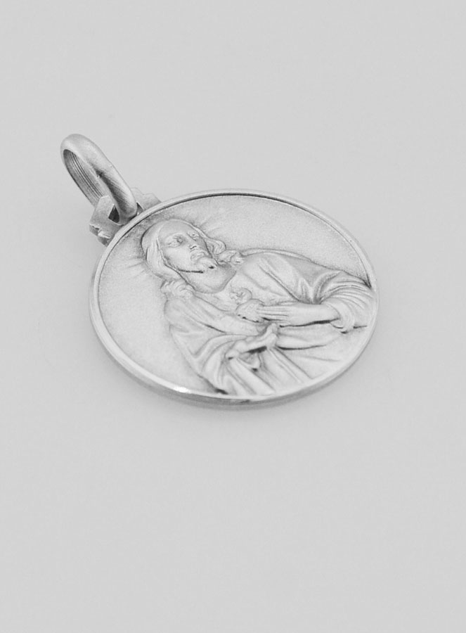 Medaglia Sacro Cuore di Gesù in Argento Puro - 18mm (pic 3)