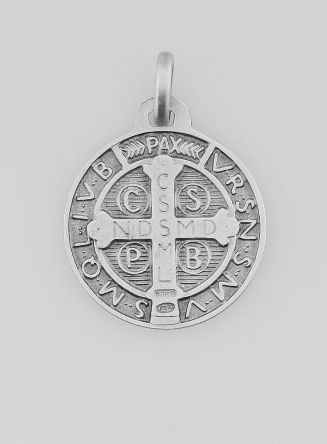 Medaglia San Benedetto in Argento Puro - 18mm (pic 3)