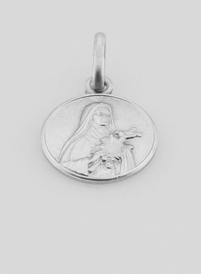Medaglia Santa Teresa in Argento Puro - 12mm (pic 2)
