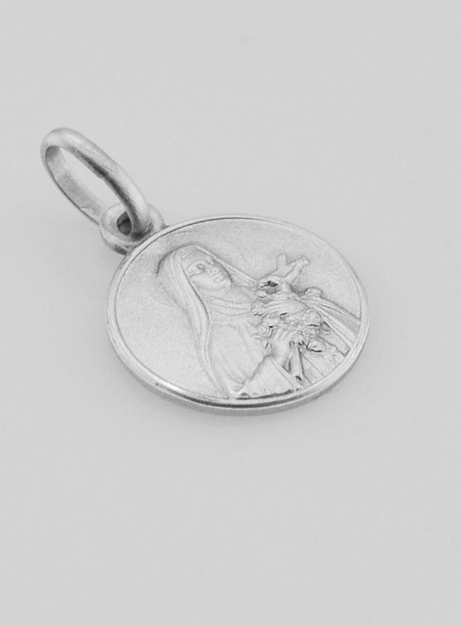 Medaglia Santa Teresa in Argento Puro - 12mm (pic 3)