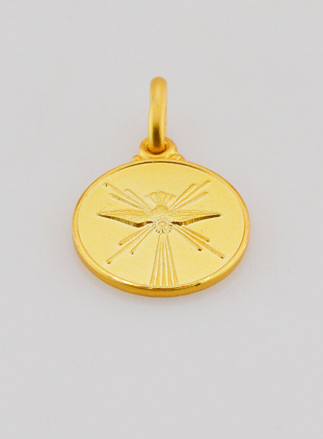 Medaglietta Colomba Spirito Santo Placcato Oro - 14mm (pic 2)