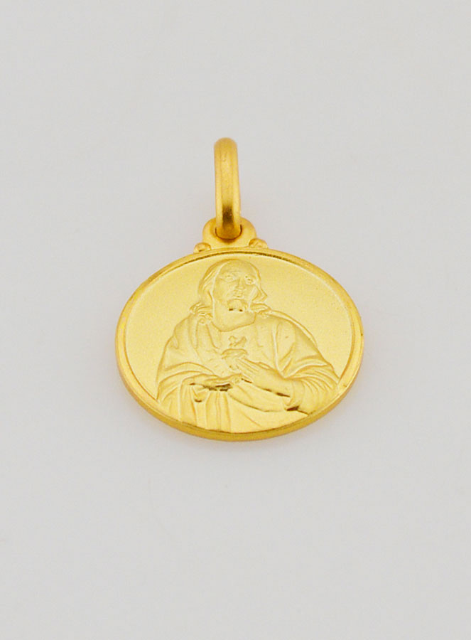 Medaglietta Sacro Cuore di Gesù Placcato Oro - 14mm (pic 2)