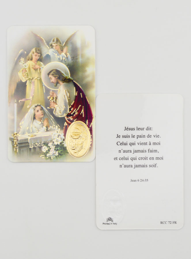 Cartolina di Preghiera Medaglia Prima Comunione Bambina (pic 2)