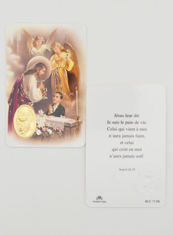 Cartolina di Preghiera Medaglia Prima Comunione Bambino (pic 2)