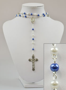 Rosario Moda in Perle di Madreperla Blu e Bianca (pic 1)