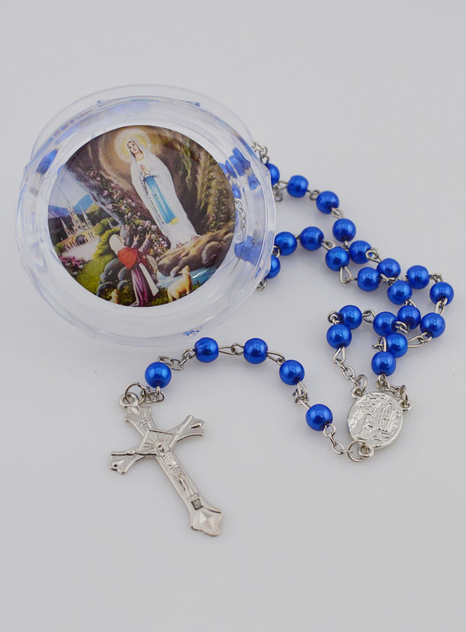 Rosario di Lourdes in Perle Blu Madreperla - Confezione Regalo (pic 1)