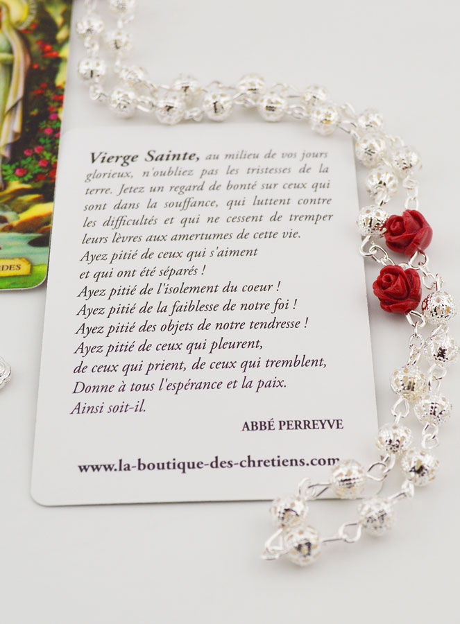 Rosario di Lourdes in Perle Ricamate e Rosa (pic 4)