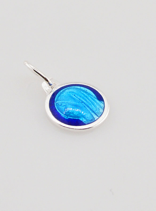 Medaglia Profilo Vergine Maria - Argento e Smalto Blu - 10mm (pic 2)
