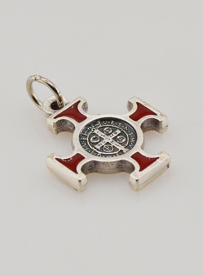 Ciondolo Croce di San Benedetto Dorato - Rosso - 2 cm (pic 3)