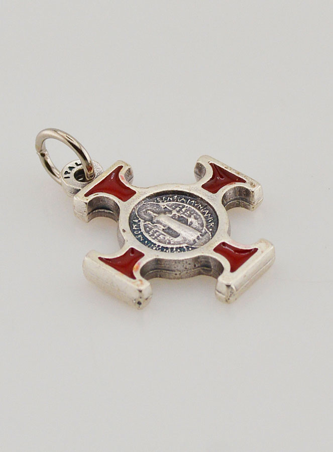 Ciondolo Croce di San Benedetto Dorato - Rosso - 2 cm (pic 4)