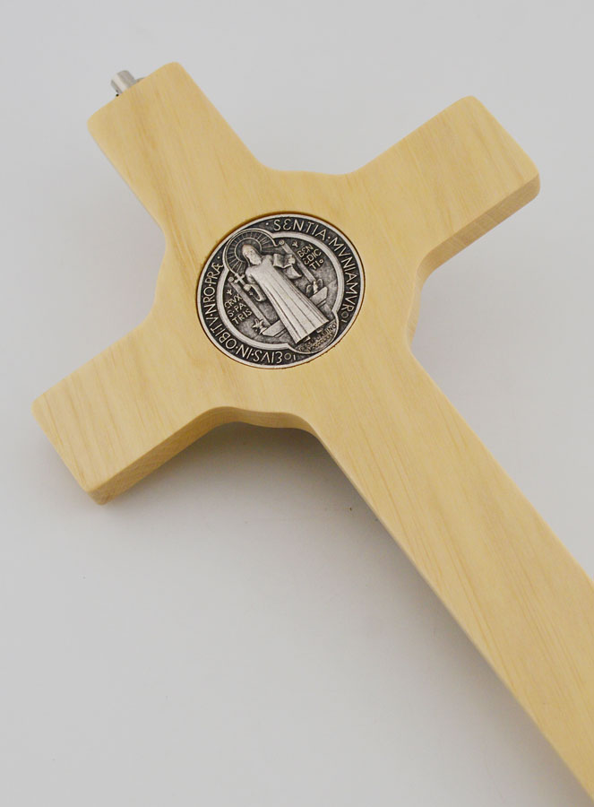 Crocifisso Croce di San Benedetto in Legno Toni Chiari - 21cm (pic 4)