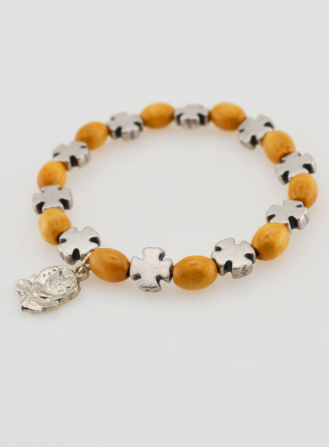 Bracciale Rosario Legno e Croce Argento (pic 4)