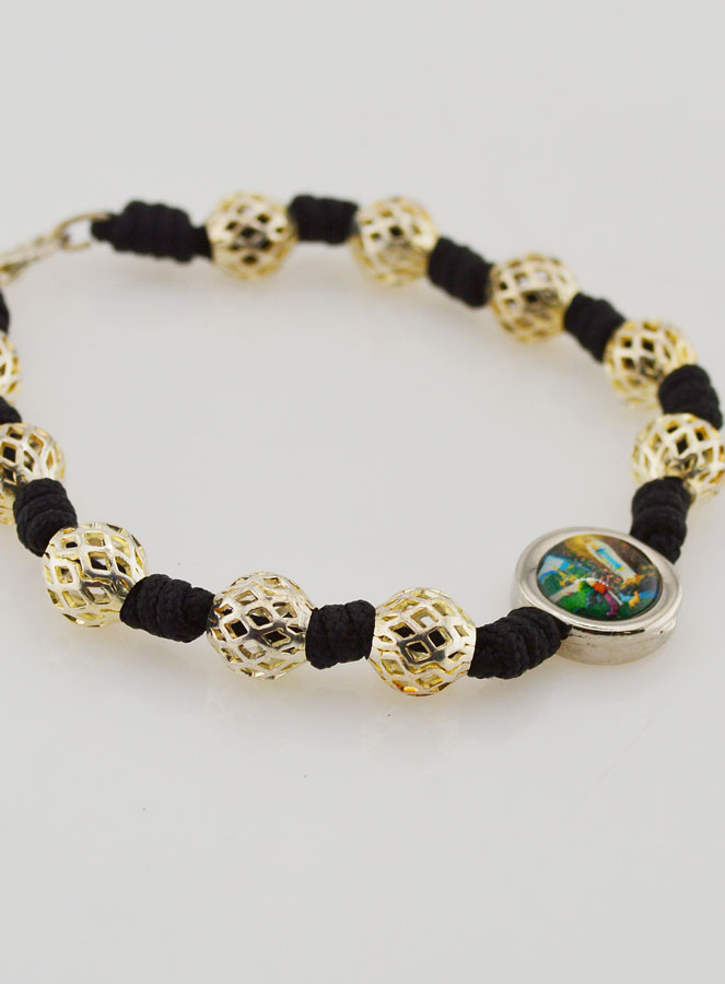 Bracciale Decina del Rosario Perle Traforate e Medaglietta di Lourdes (pic 3)