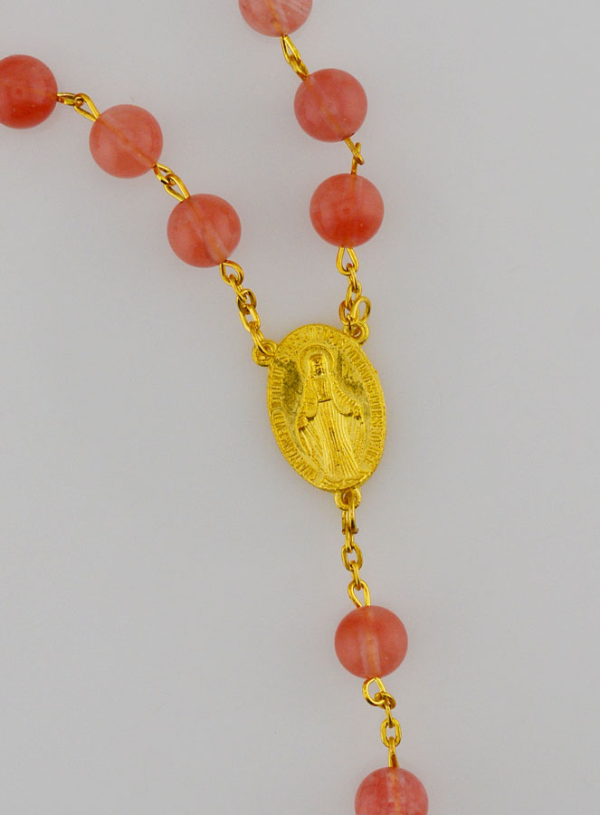 Rosario in Vere Perle di Quarzo e Catena d'Oro (pic 4)