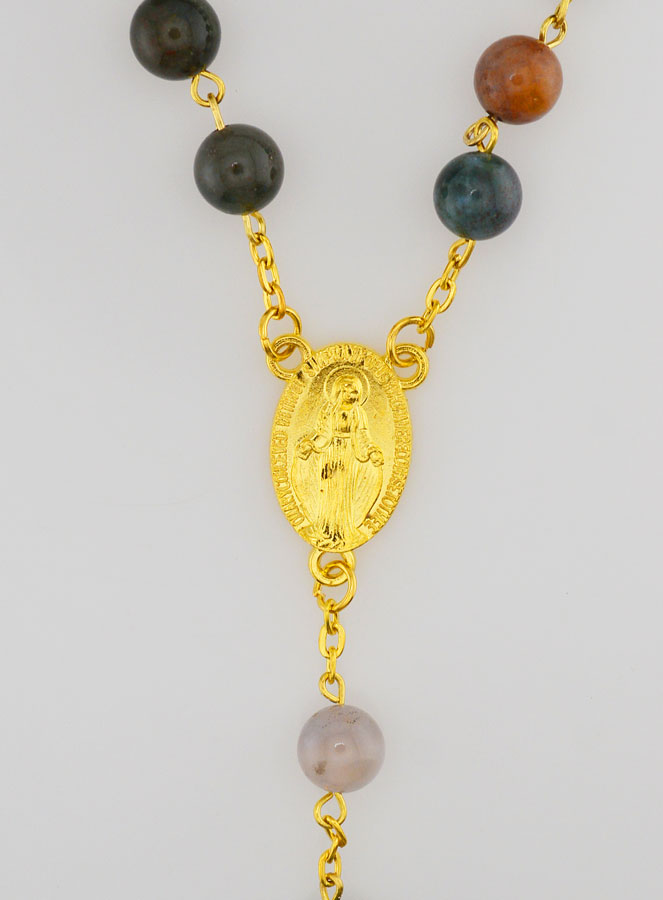 Rosario in Vere Pietra Stile Agata e Catena d'Oro (pic 4)