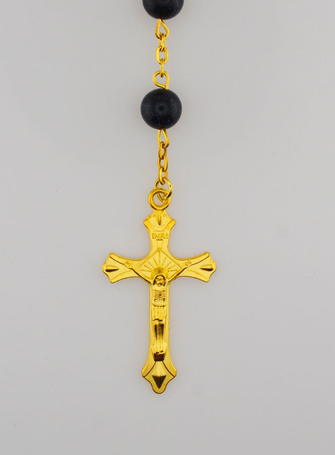 Rosario in Perle Stile Sodalite e Catena d'Oro (pic 3)