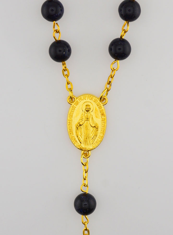 Rosario in Perle Stile Sodalite e Catena d'Oro (pic 4)