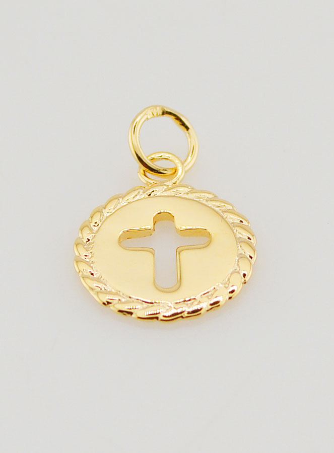 Medaglietta Croce Placcato Oro 18 Carati - 13mm (pic 2)