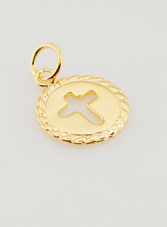 Medaglietta Croce Placcato Oro 18 Carati - 13mm (pic 3)