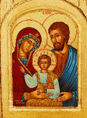 Icona Trittico Santa Famiglia su Foglia d'Oro - 26 cm