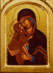 Icona Trittico Vergine di Vladimir su Foglio d'Oro - 26 cm